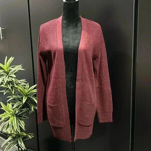 Ambience Apparel Open front knit cardigan, long sweater, front pockets